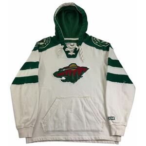 Minnesota Wild NHL CCM Hoodie Men's Medium Hockey Logo White Green Sweatshirt